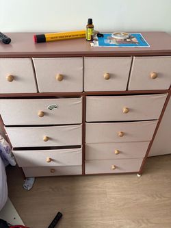 Pink fabric dresser