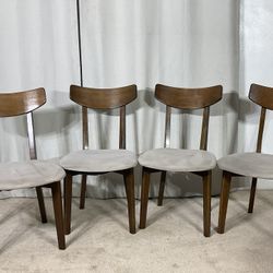 Walnut MCM Upholstered Dining Chairs (4)