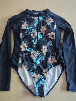Girls Long Sleeve Flower Bathing Suit