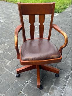 Real wood and leather chair