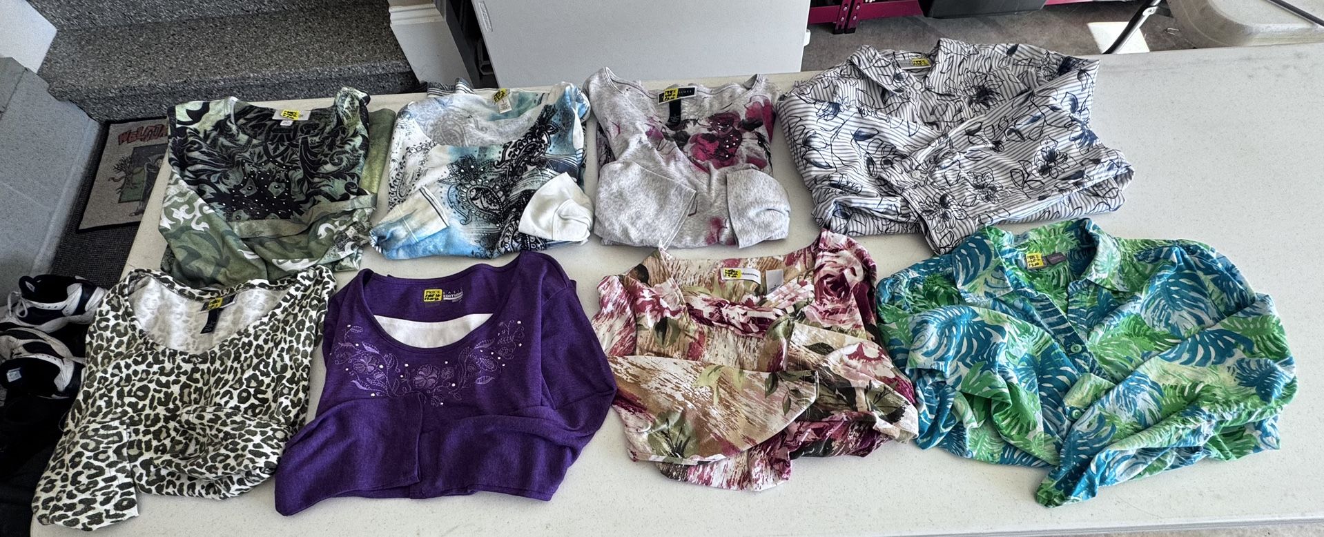 8-Women’s Causal Elbow Sleeved Shirts-7 Size: Large & 1-Med-$3 each (See Description for details)