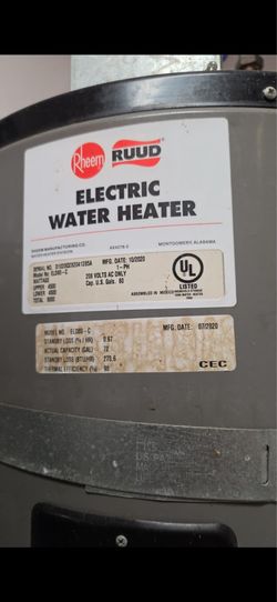 Rheem ruud water heater
