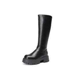 New Women's 7 Knee High Black Boots Chunky Platform 