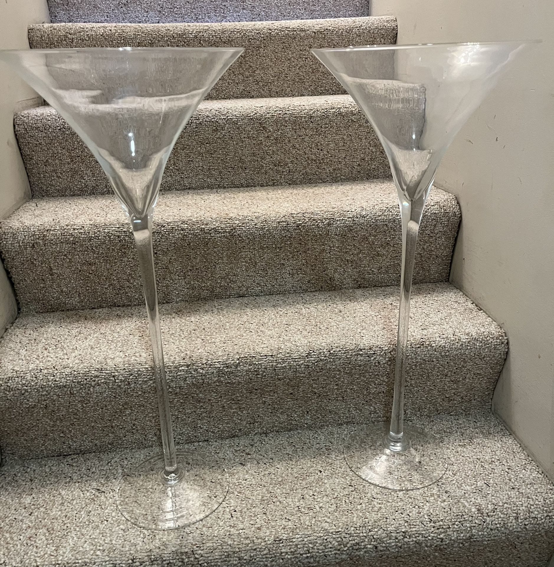 NEW! PAIR (2) 28” MARTINI GLASS VASES/ CENTERPIECES, WEDDING, ETC.