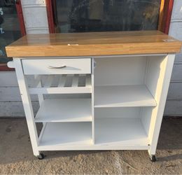 Rolling Kitchen Cart Butcher Block Top