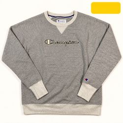 Champion Gray Script Logo Crewneck Sweatshirt Size M