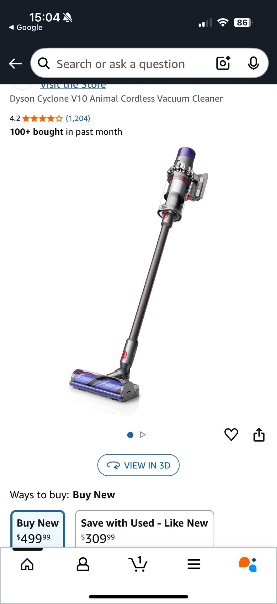 Dyson Cyclone V10 Animal Cordless Vacuum Cleaner