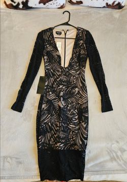 Bebe Black Lace Bodycon Midi Dress