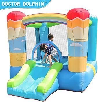 Inflatable Bounce House for Kids, Bouncy House with Blower Indoor Outdoor, Inflatable Bouncer for Kids Party (Hot-air Balloon Theme)