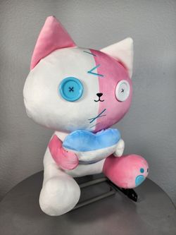 14" Fukuya Patch Friends Heart Keeper White Pink Cat Plush