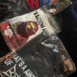 bape tees/bape hoodie/awful lot of cough syrup alocs tee