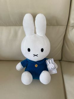 Miffy Rabbit Plush Stuffed Animal White & Blue Outfit Animation Theme MPN 54134