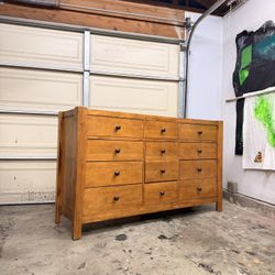 Solid Wood large dresser with 12 drawers and matching mirror 