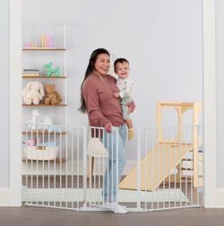 Regalo Flexi Extra Wide 28-76” X 30” Tall, Baby Gate Wall Mount & Hardware White