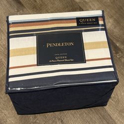 New Pendleton Queen 4 Piece Flannel Sheet Set 