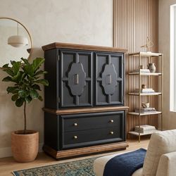 Black And Honey Wood Armoire