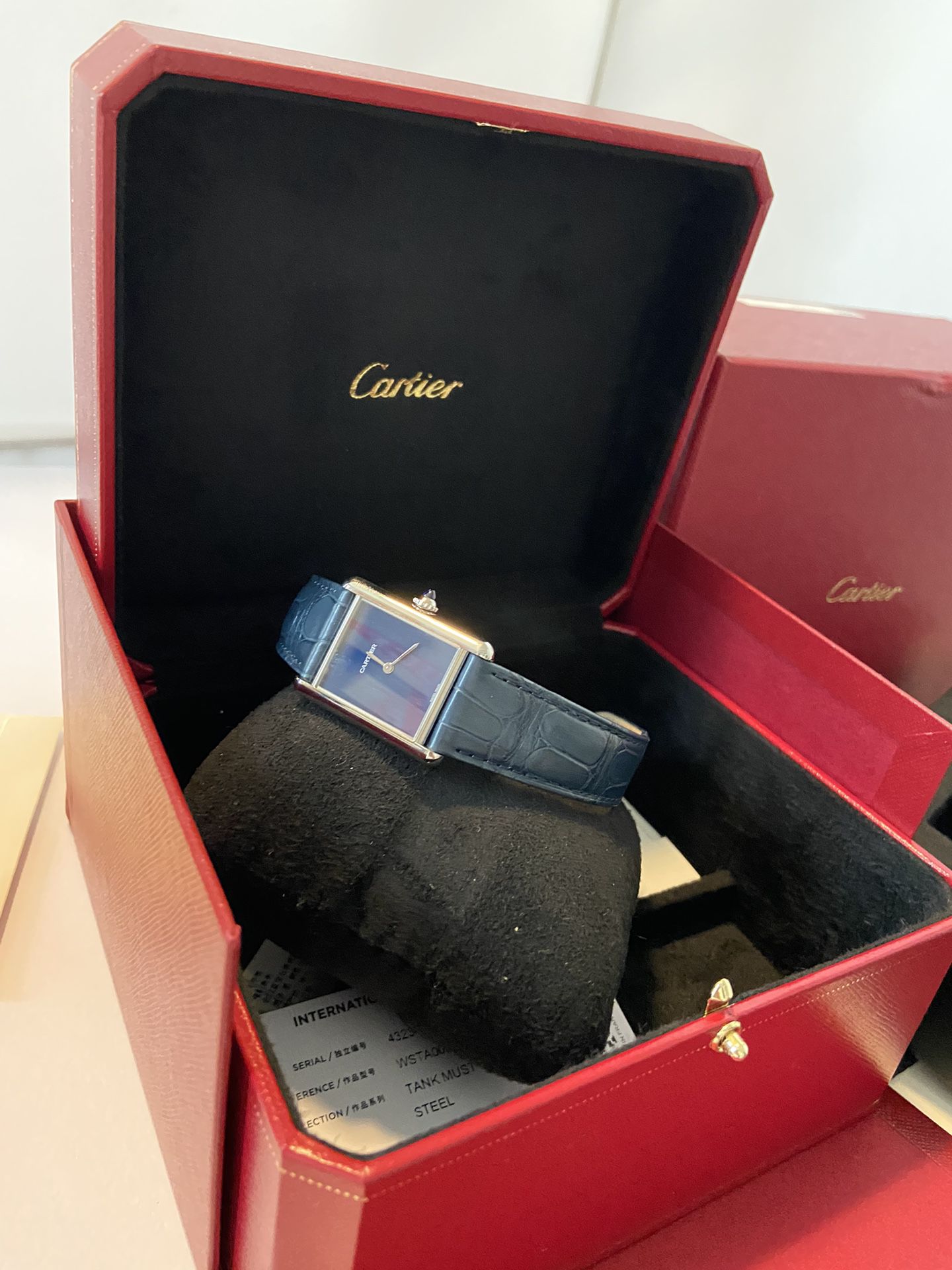 Cartier Tank Must Blue Wsta0055 , Large Box And Papers 