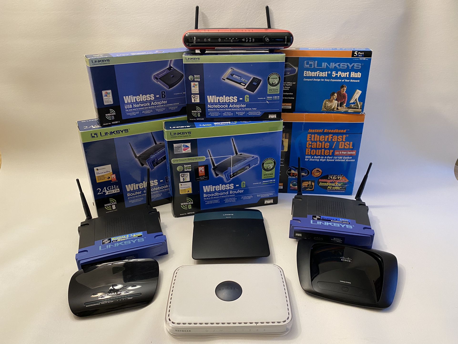 Lot of Linksys Routers & Adapters plus more