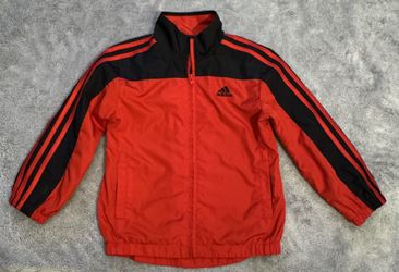 Kids Sz 3T Black Red Classic Adidas Track Jacket 2 Pockets zip Up EUC 15x18