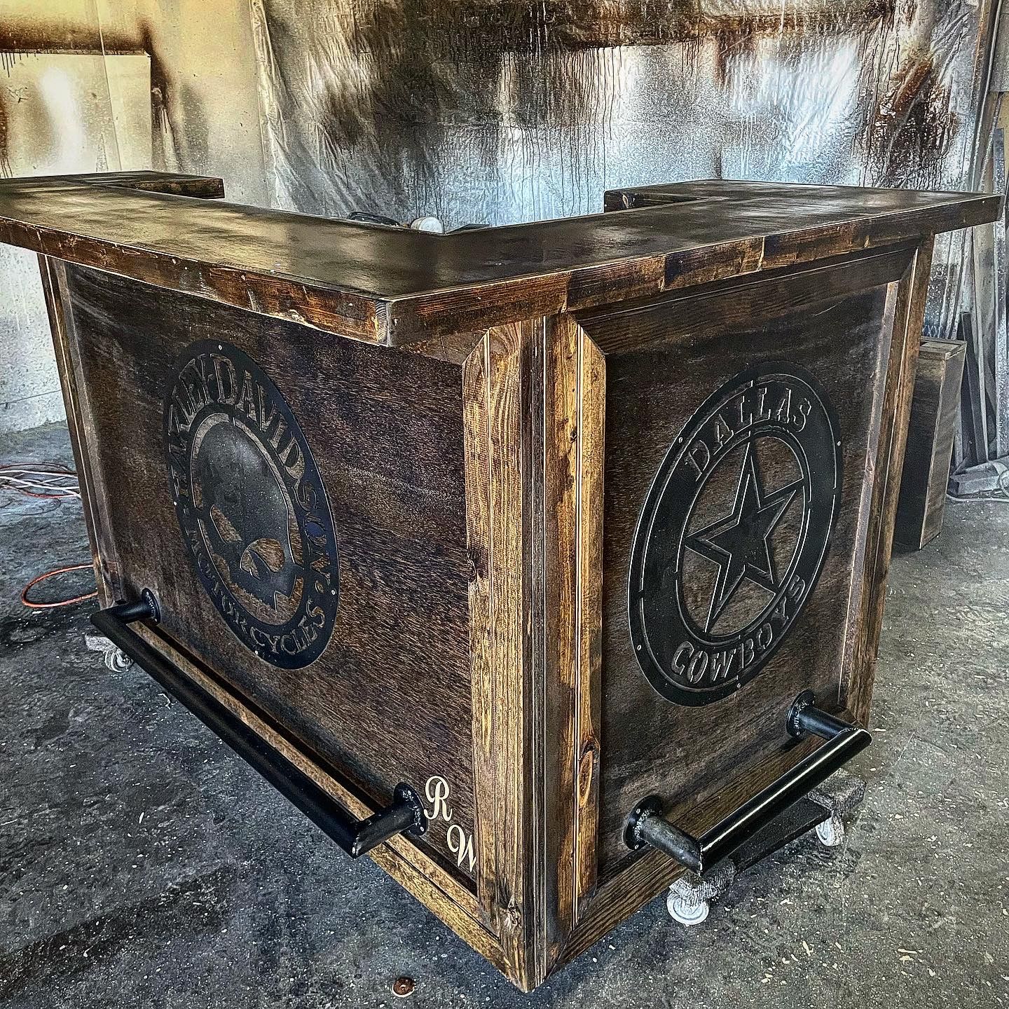 Custom Harley D Bar For home Or office From a Bbb Accredited Woodshop 
