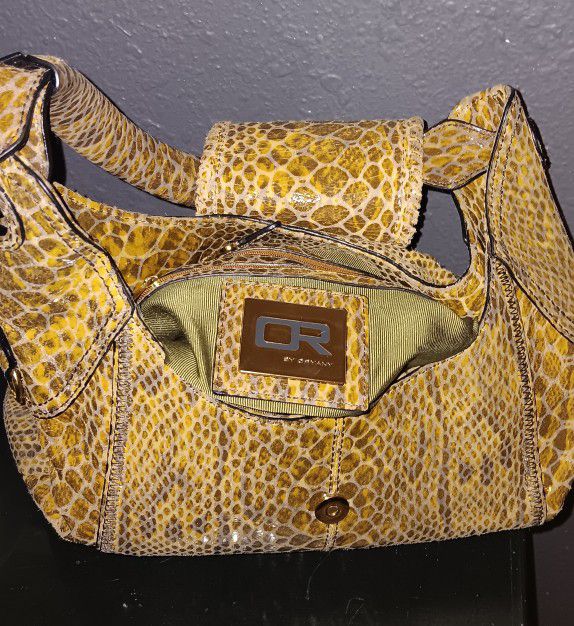 orYany Embosed Snakesin Print Leather Handbag