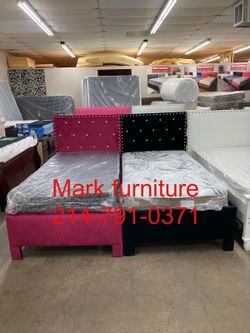 Twin beds with mattress