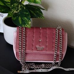 Victoria's Secret Pink Limited Edition Pink Velvet Purse Crossbody With Good Quality Chain