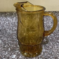  Vintage Amber Glass Serving Pitcher 