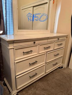 White Wood Dresser with Mirror