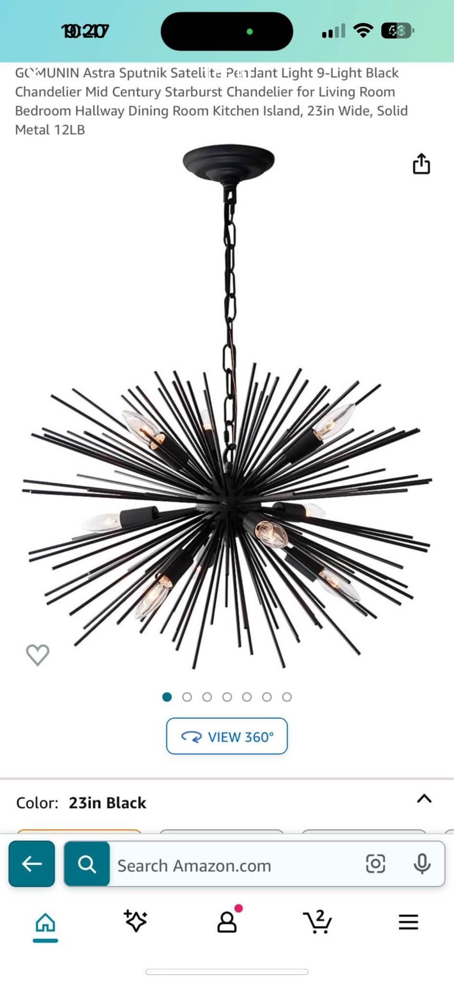 Brand New Sputnik Starburst Chandelier With Nine Lights Solid Metal Weighs 12 Pounds