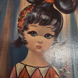 Vintage MCM 1960’s Moppet Goji Big Eye Harlequin Girl Dancer 