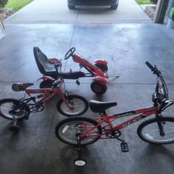 2 Bicycles, One Police Motorcycle, And a Hot Wheels.