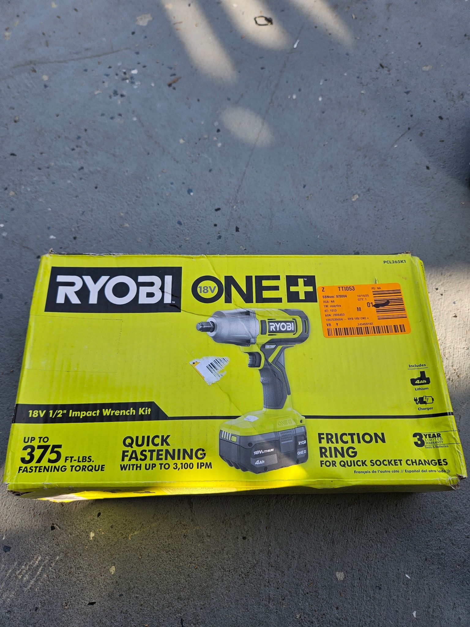 Ryobi 18v 1/2 Impact Wrench Kit