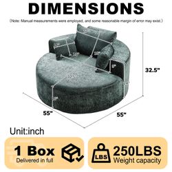 55'L Polyester Sponge single sofa,No Assembly Required,Fluffy Modern Sleeper Chair for Living room, Bedroom, Lounge and Projection Room(Not a swivel c