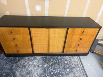 Vintage Dixie Mid Century Modern Cane Credenza Sideboard Buffet 70