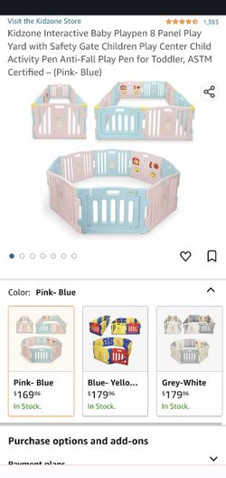 Kidzone Interactive Baby Playpen 8 Panel Play Yard with Safety Gate Children Play Center Child