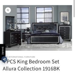 New Black King Bedroom Set 4 Pieces 