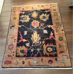Tufenkian Tibetan Hand-Knotted Wool Rug 4’ x 6’  Zagros Black