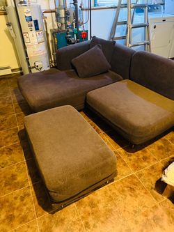IKEA Tylösand 3-Piece Modular Sectional Sofa with Matching Ottoman – Dark Brown/Charcoal