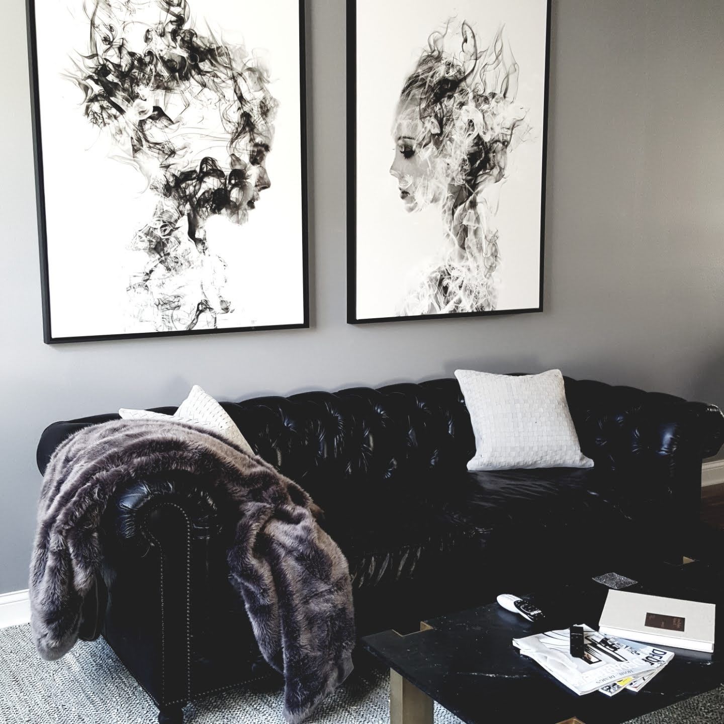 Restoration Hardware Black Leather Sofa