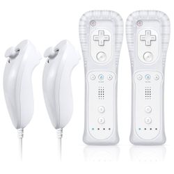, FASIGO FASIGO Visita la Tienda FASIGO Remote Controller with Nunchuck, Compatible with Nintendo Wii/Wii U, 2 Pack (Whi