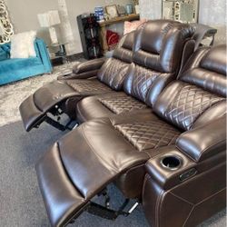 Warnerton Chocolate Power Reclining Sofa WİTH İNTEREST FREE PAYMENT OPTİONS
