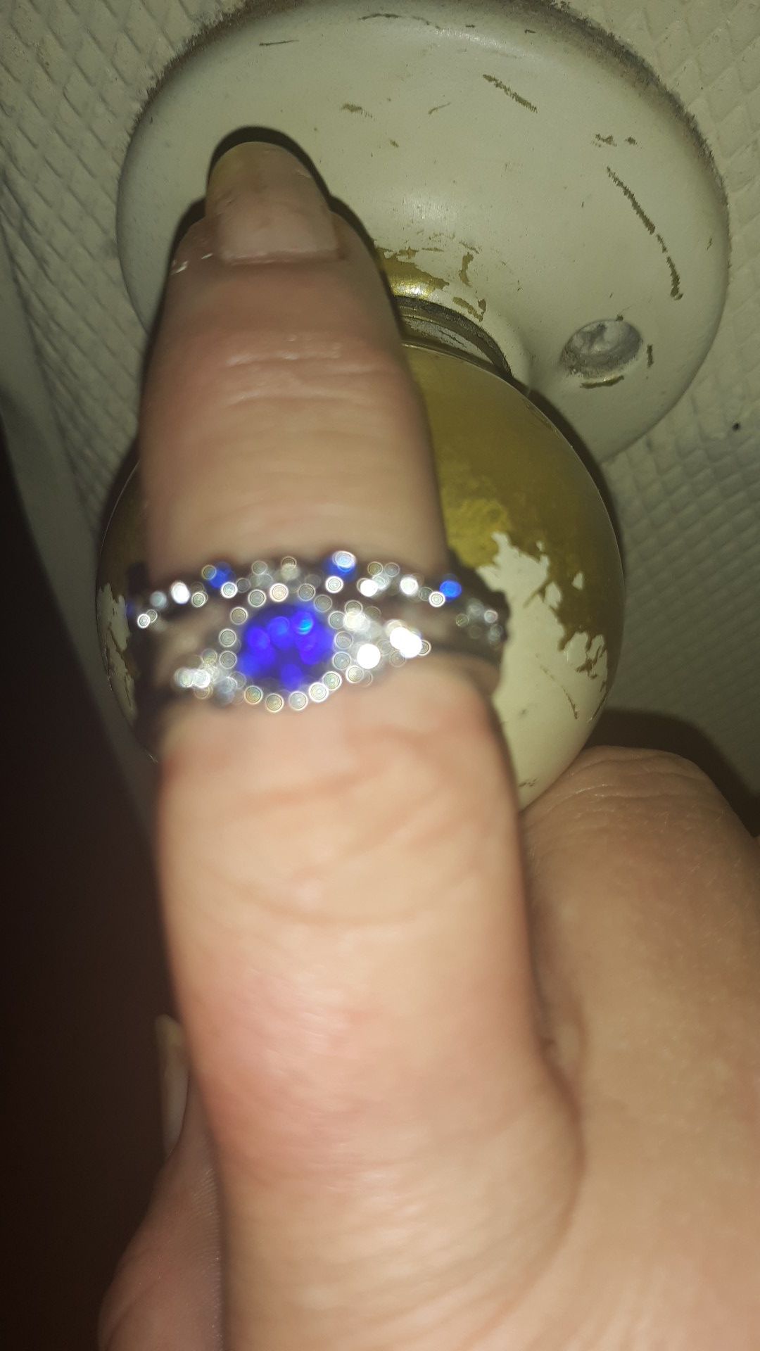 Brand new Silver ring set with blue stones size 9