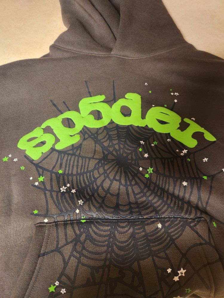 (M) UA New Slate Grey Sp5der Hoodie | Youngthug Spider Hoodie Slate Grey UA