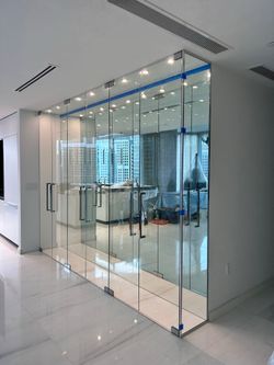 Glass wine cellar in all the measures