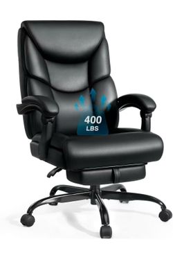 400 LBS Big and Tall Comfy Office Chair,Ergonomic High Back Executive Desk Chair.Heavy Duty Reclining Computer Chair with Wide Spring Cushion