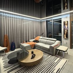 Sofa Corner Leather Grey Color