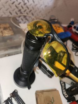 HVAC UV light and tinted glasses. Dye checks