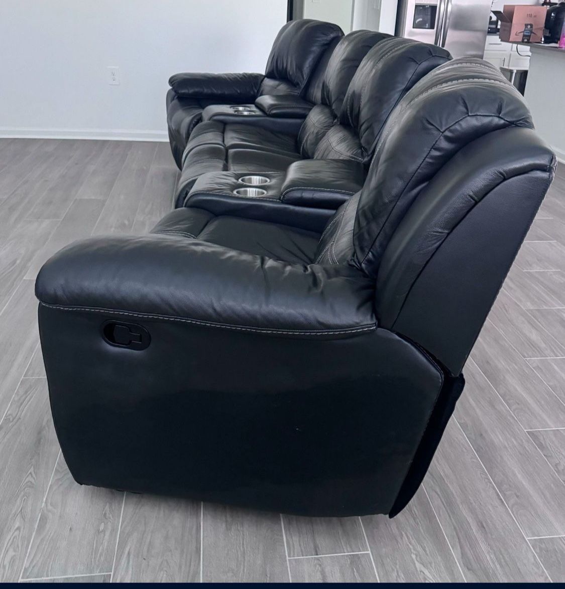 Genuine Leather U-shaped Recliner Couch