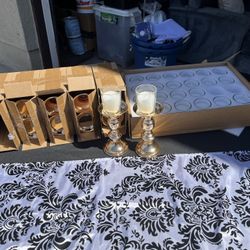 10 Pillar Candlestick Set With 24 Candles In Box New